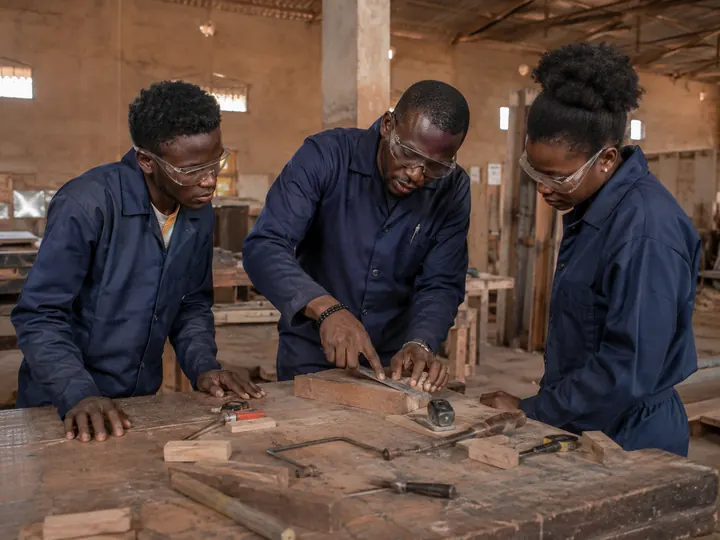 Illustrative Ibadan vocational workshop and trainees